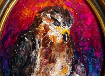 Sad Falcon. 2016. Frame 12x10 cm. Oil